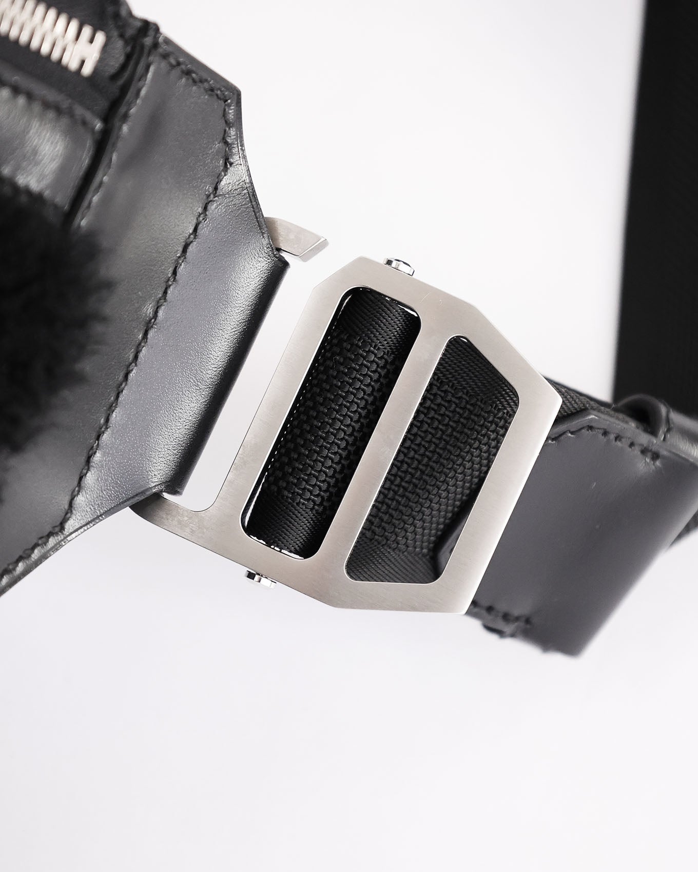 Hermès Black Shearling Cityslide Waistbag GM 2017