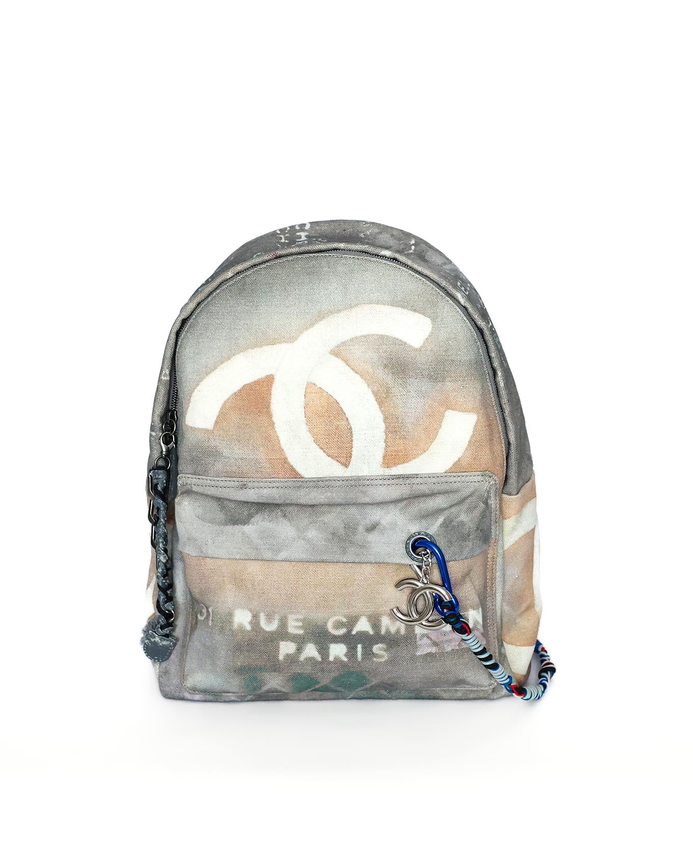 Chanel SS14 Artclass Light Grey Canvas Large Graffiti Backpack