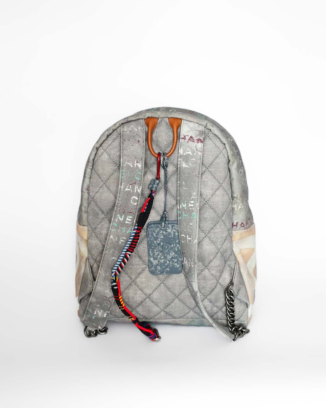 Chanel SS14 Artclass Light Grey Canvas Large Graffiti Backpack
