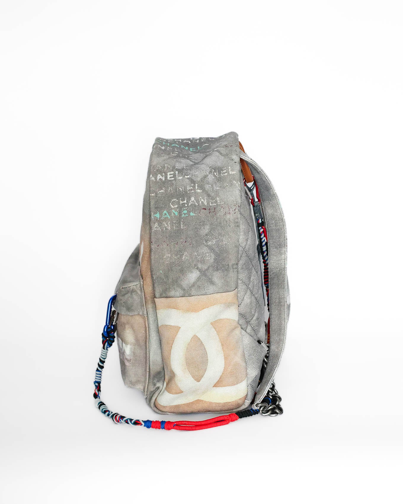 Chanel SS14 Artclass Light Grey Canvas Large Graffiti Backpack