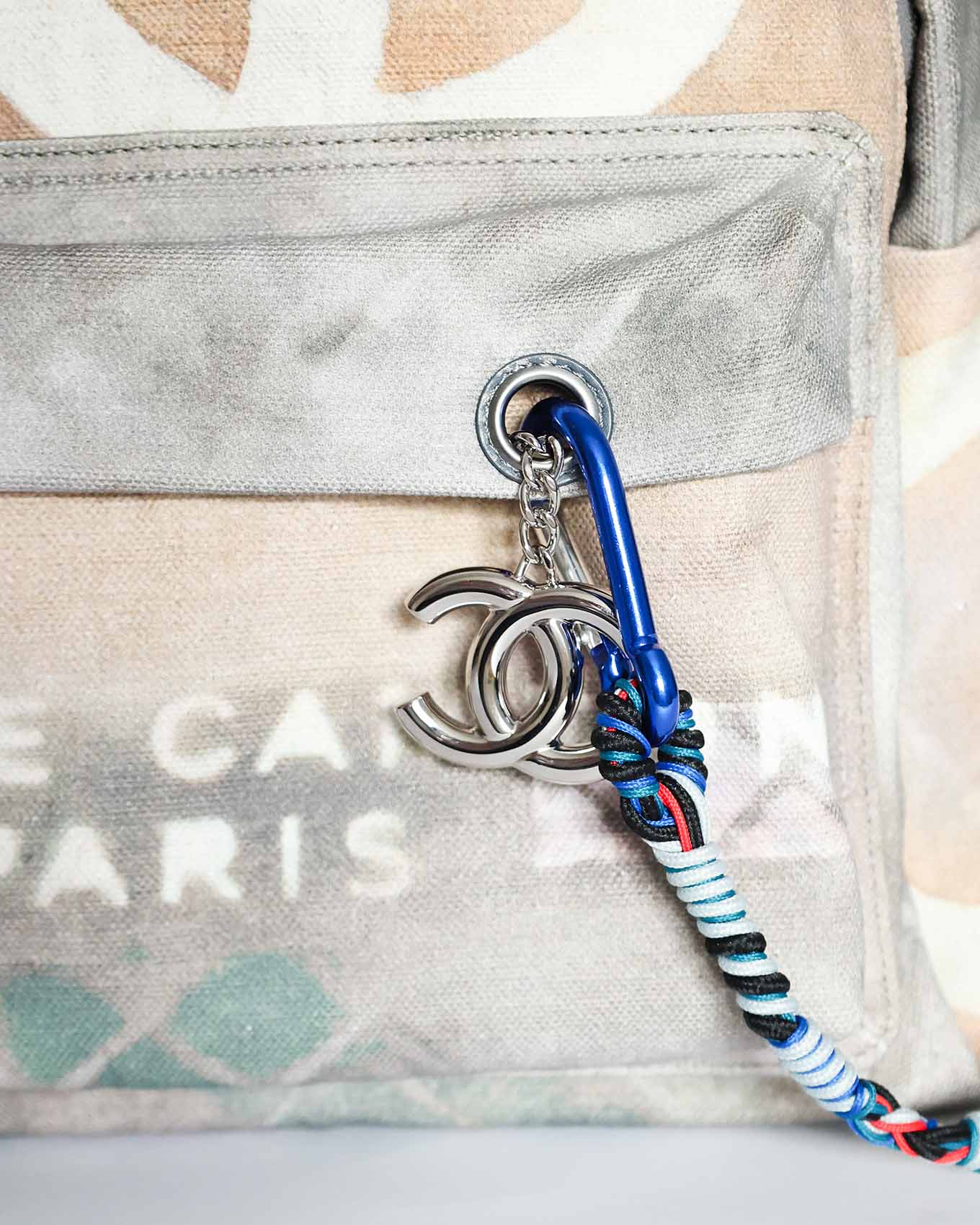 Chanel SS14 Artclass Light Grey Canvas Large Graffiti Backpack