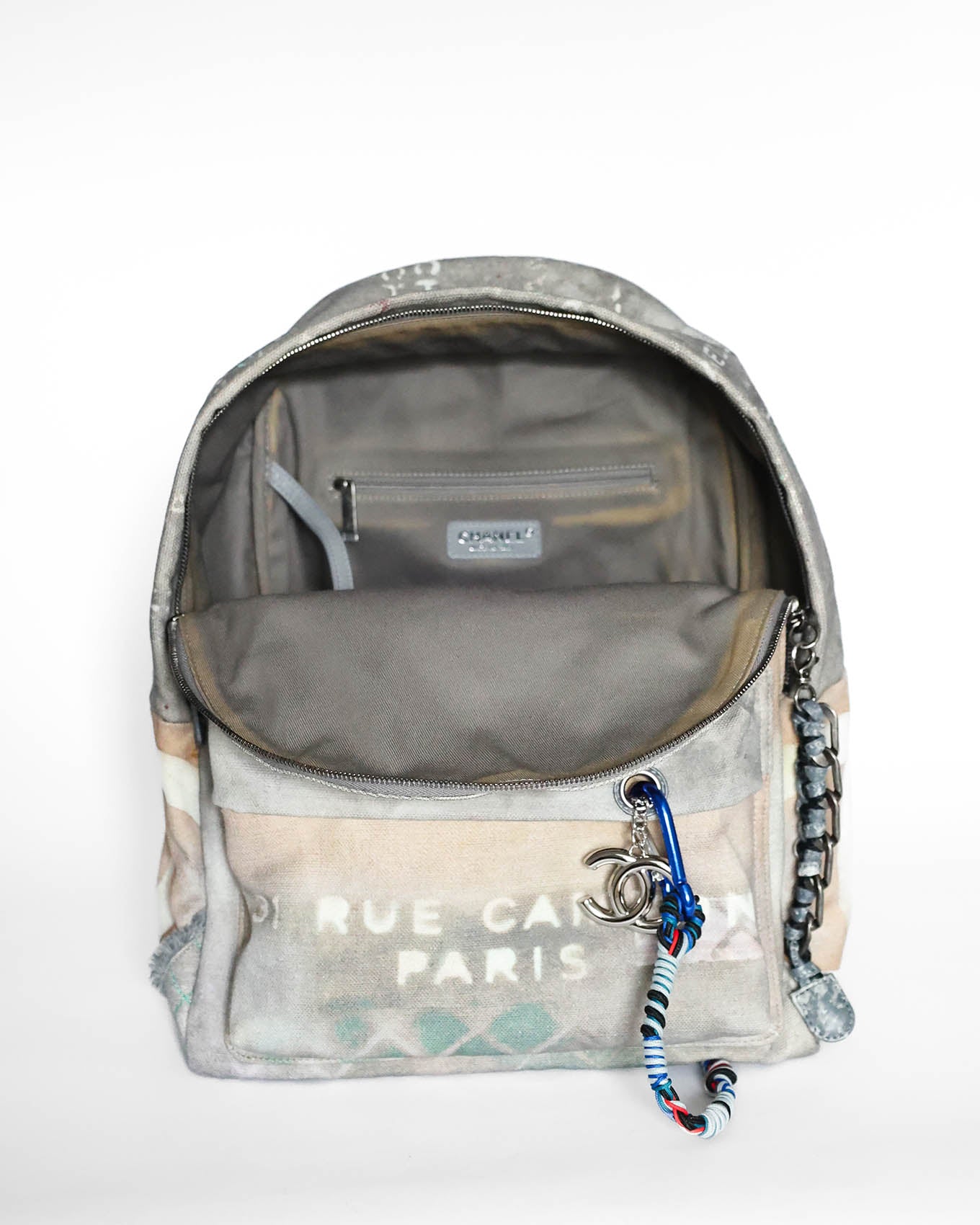 Chanel SS14 Artclass Light Grey Canvas Large Graffiti Backpack
