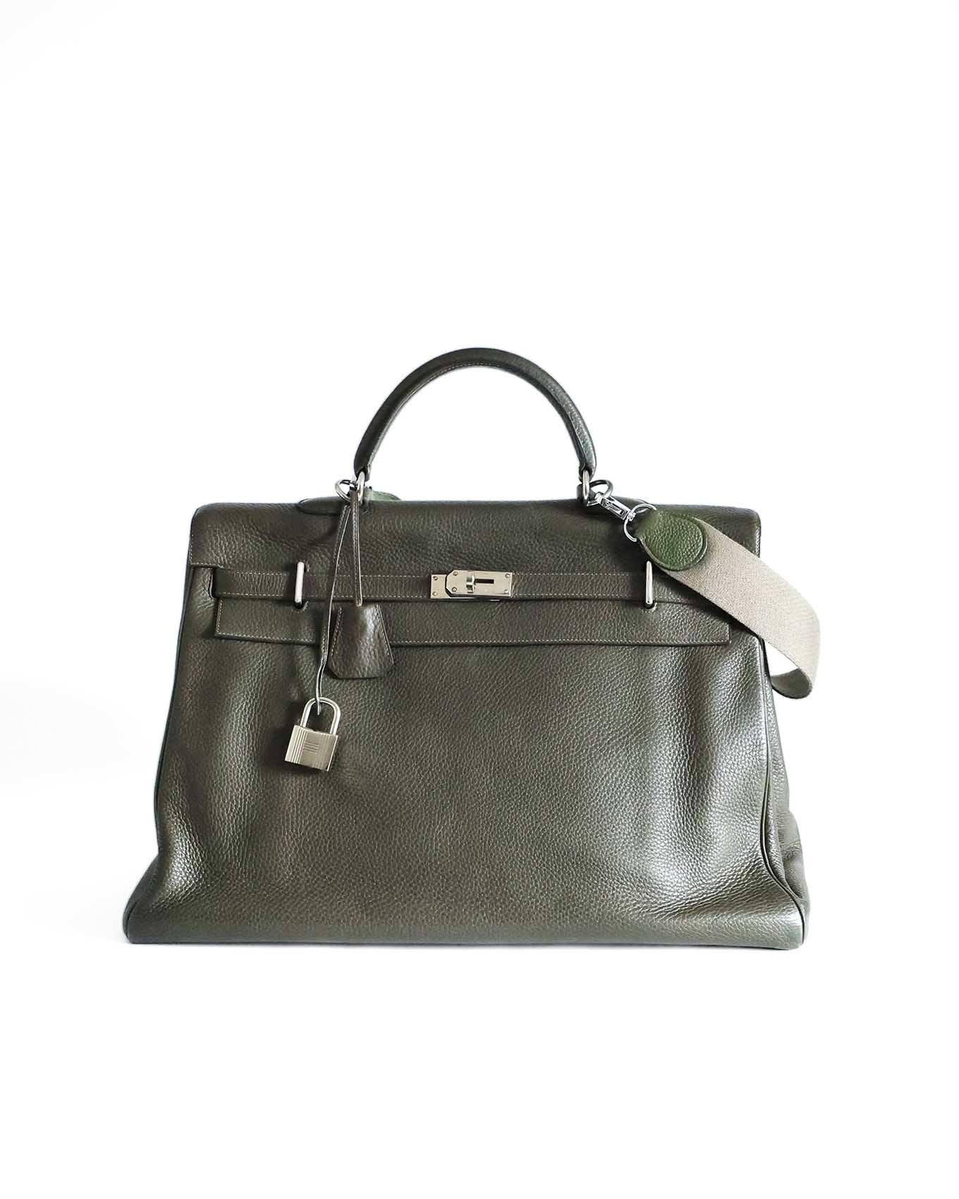 Hermes Kelly 50 Voyage Khaki Green Togo 2002 front view