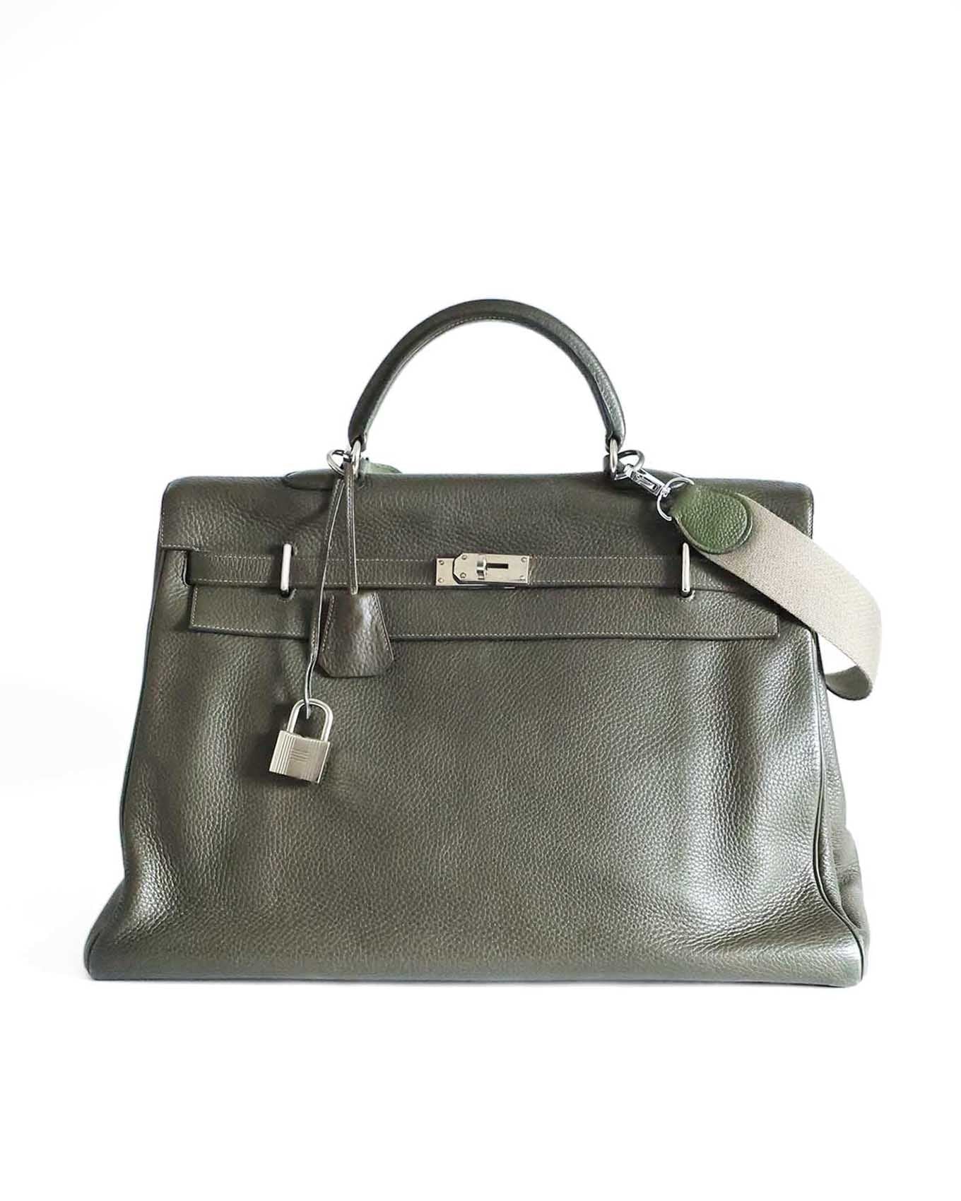 Hermes Kelly 50 Voyage Khaki Green Togo 2002 front view