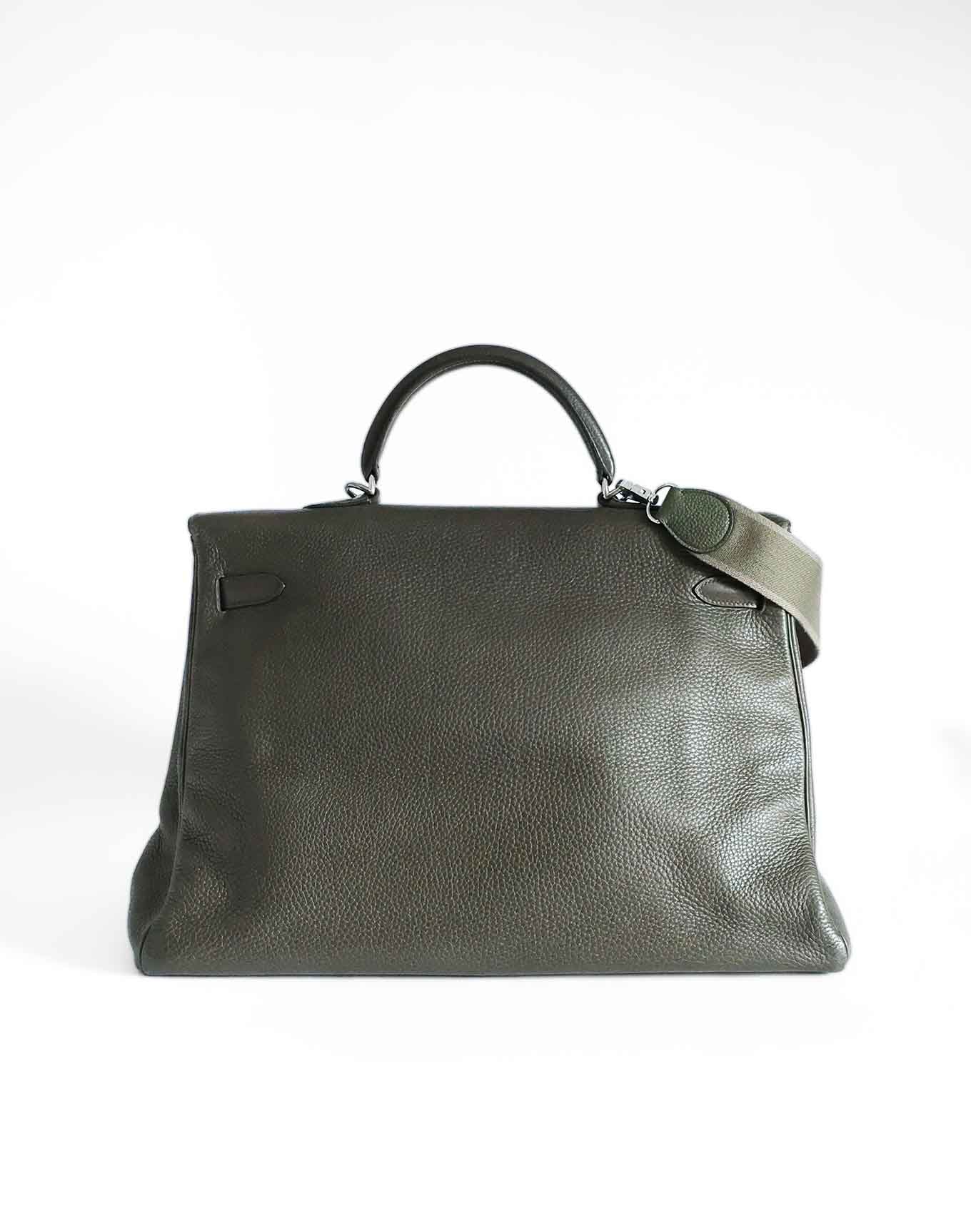 Hermes Kelly 50 Voyage Khaki Green Togo 2002 bagside view