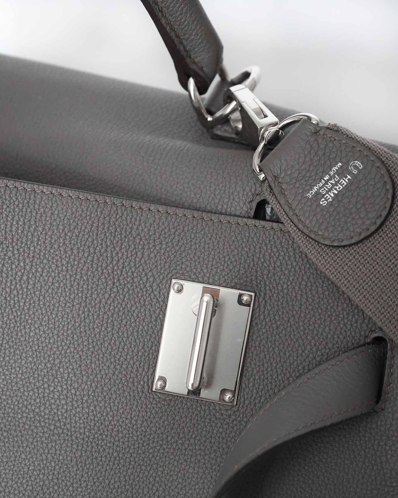 Hermès Kelly 50 Voyage Gris Etain Clémence 2018