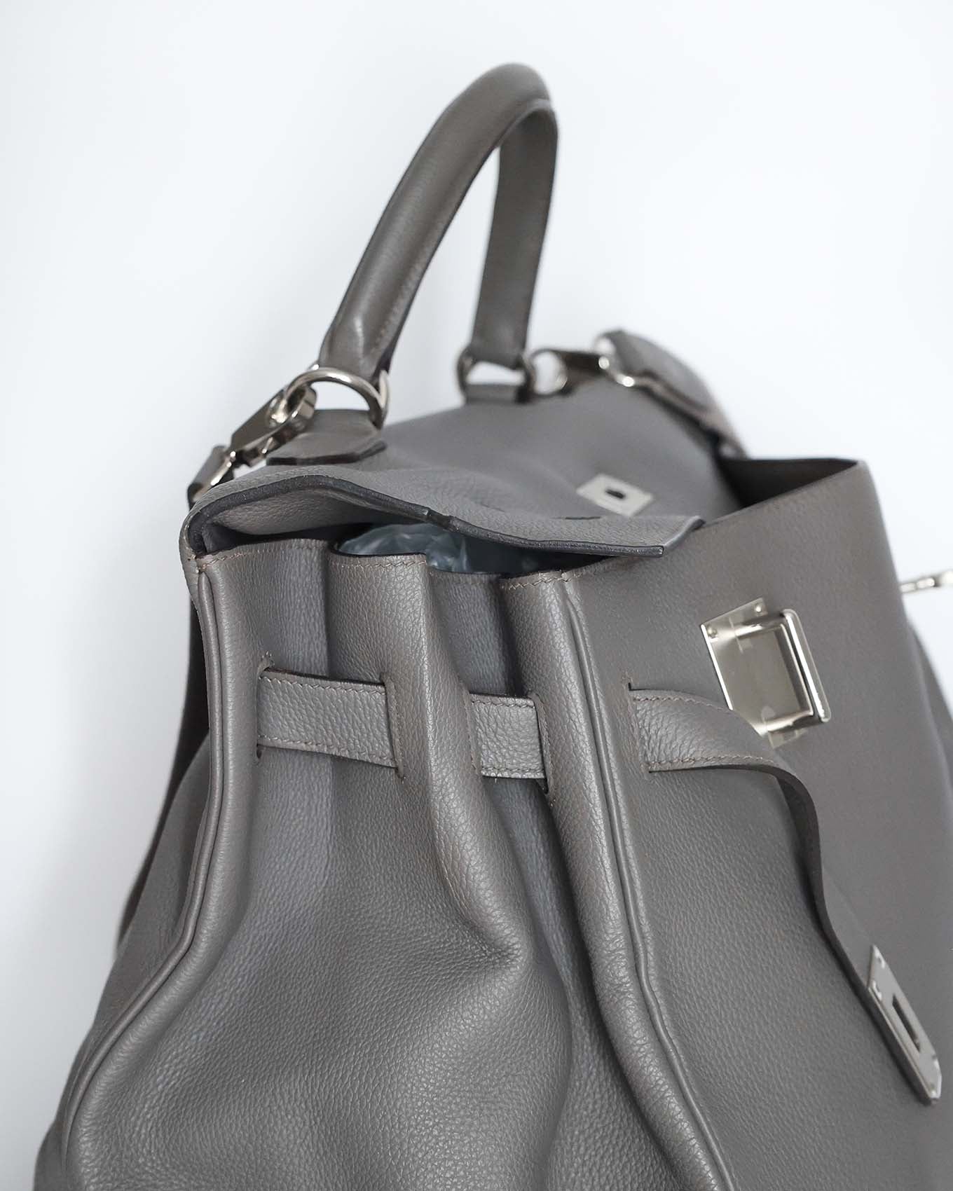 Hermès Kelly 50 Voyage Gris Etain Clémence 2018
