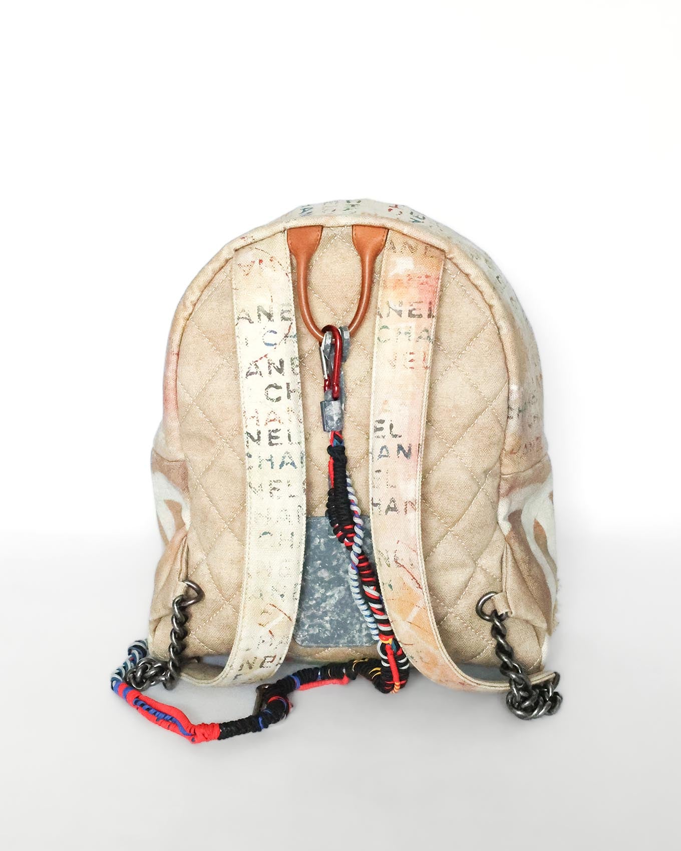 Chanel SS14 Artclass Yellow Canvas Small Graffiti Backpack
