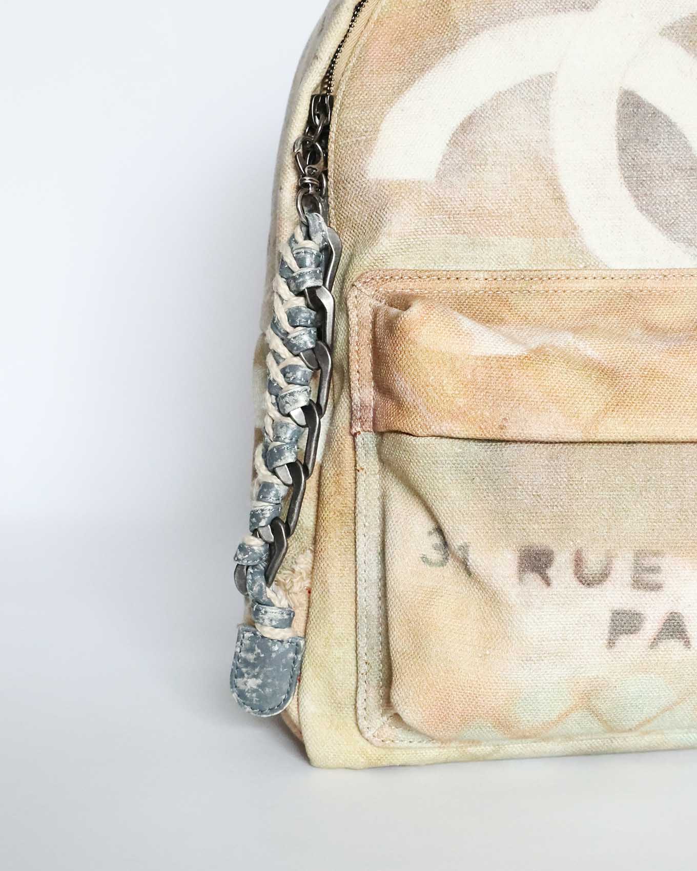 Chanel SS14 Artclass Yellow Canvas Small Graffiti Backpack