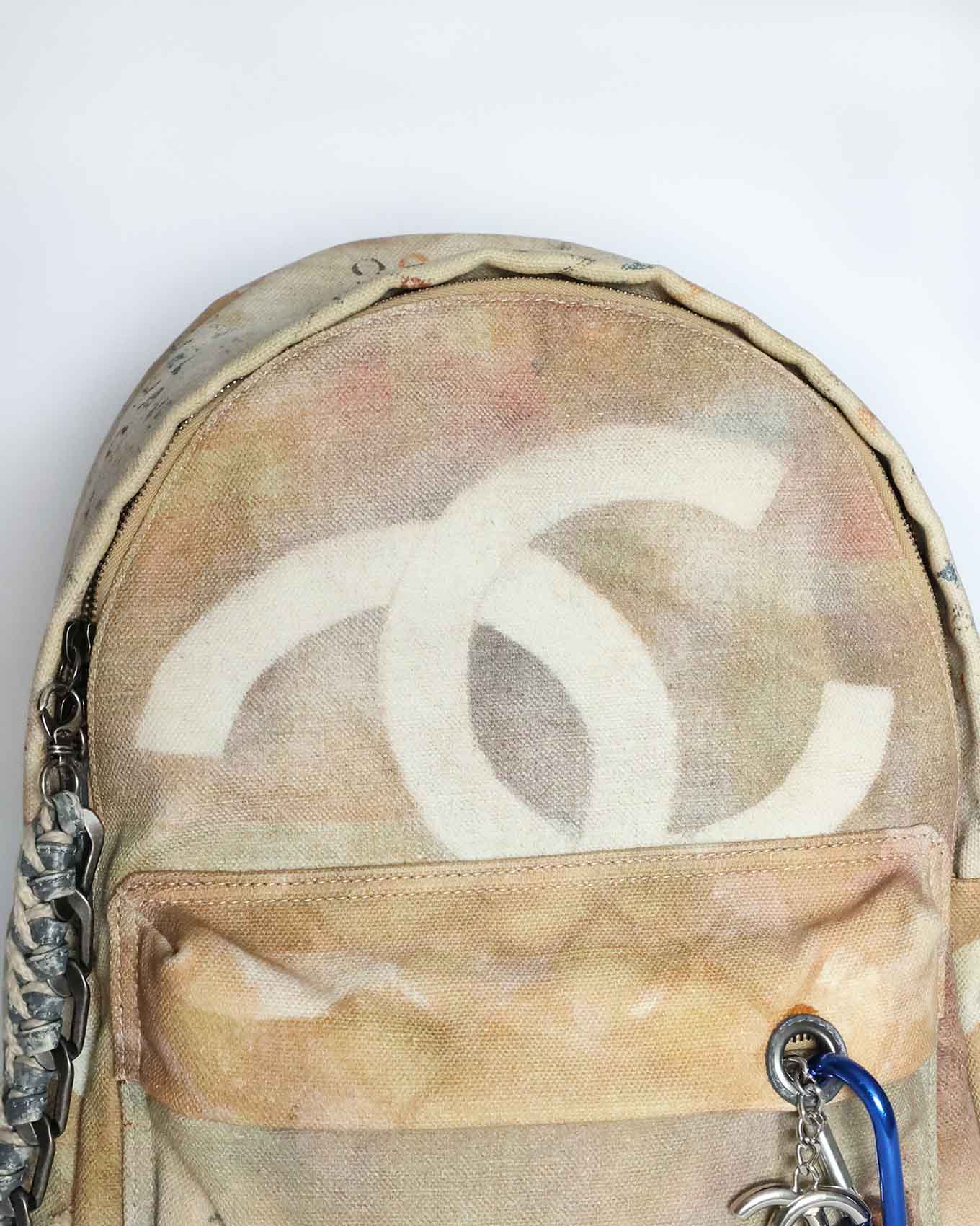 Chanel SS14 Artclass Yellow Canvas Small Graffiti Backpack