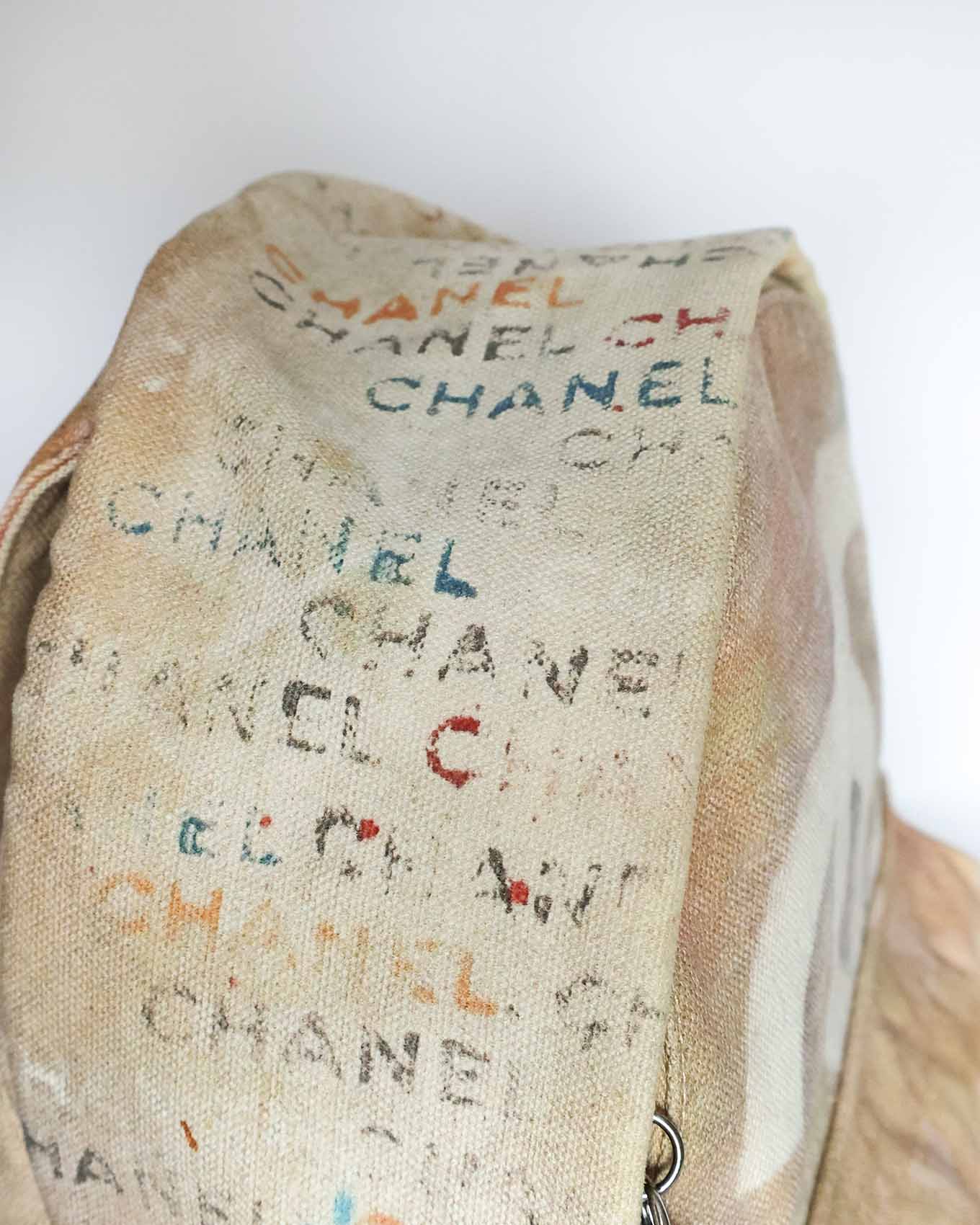 Chanel SS14 Artclass Yellow Canvas Small Graffiti Backpack