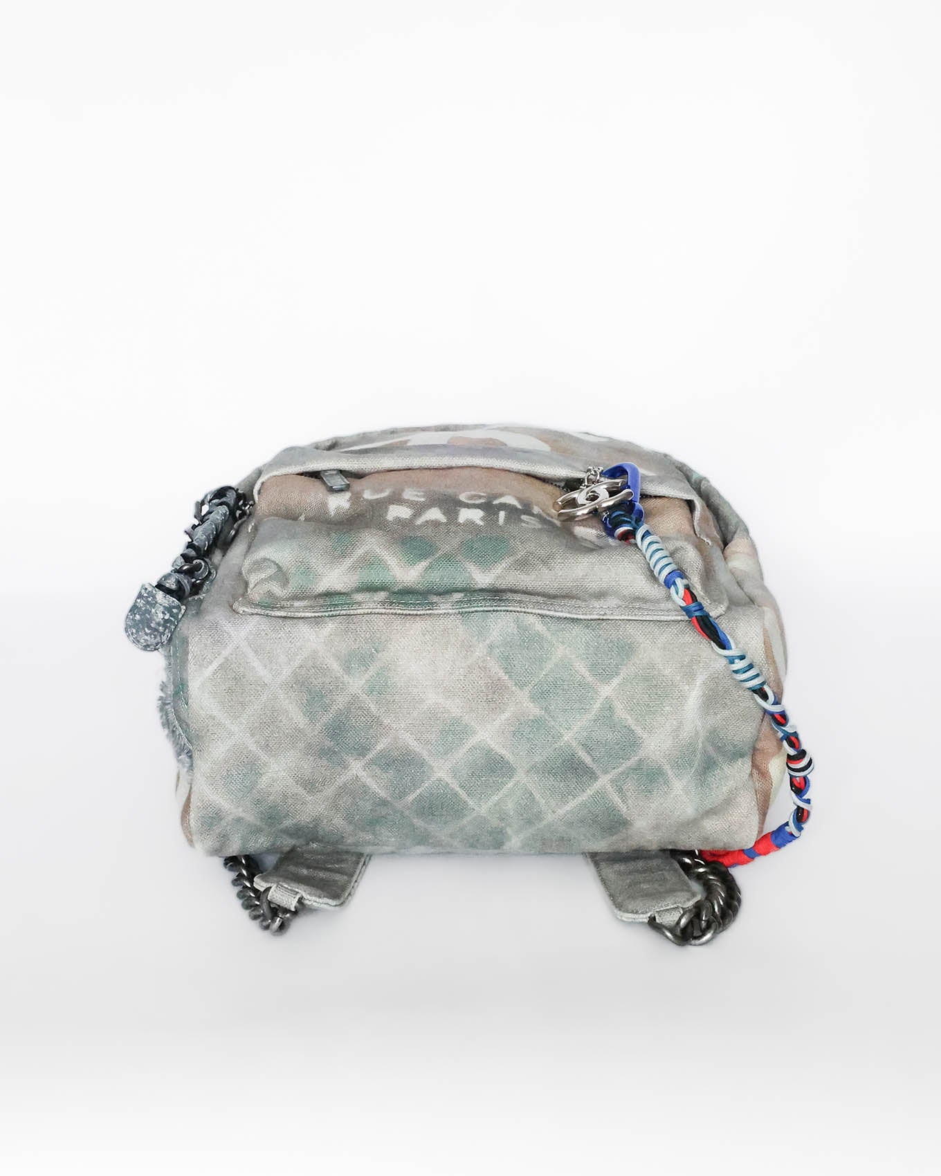 Chanel SS14 Artclass Light Grey Canvas Small Graffiti Backpack FULL SET