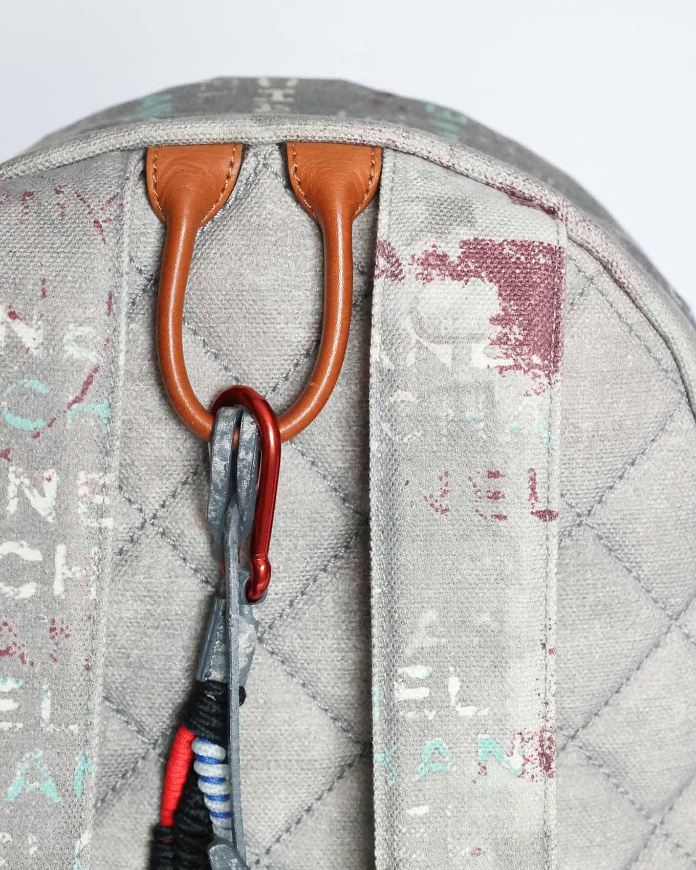 Chanel SS14 Artclass Light Grey Canvas Small Graffiti Backpack FULL SET
