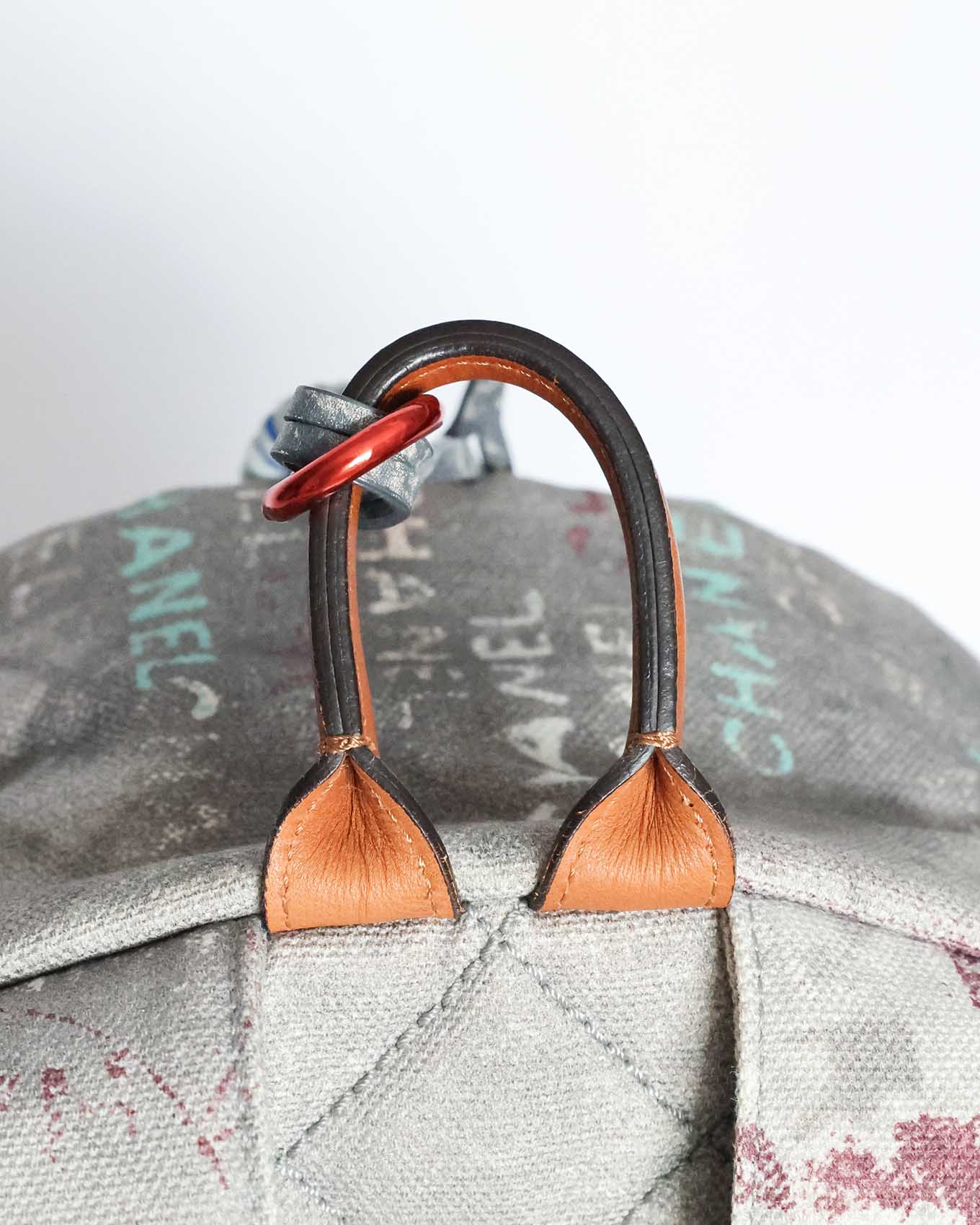 Chanel SS14 Artclass Light Grey Canvas Small Graffiti Backpack FULL SET