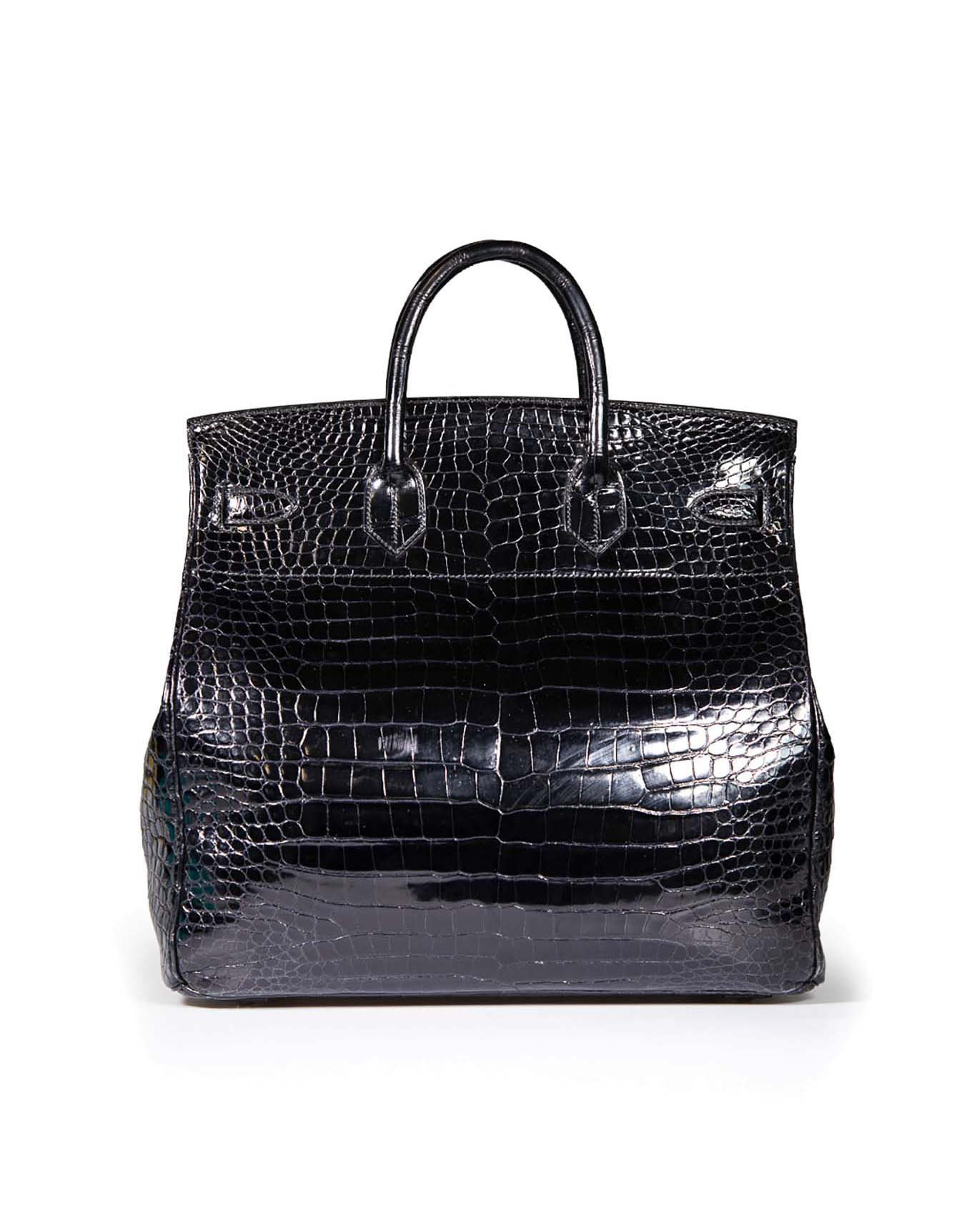 Hermès HAC Haut à Courroies 40 Noir Crocodile Porosus 1999