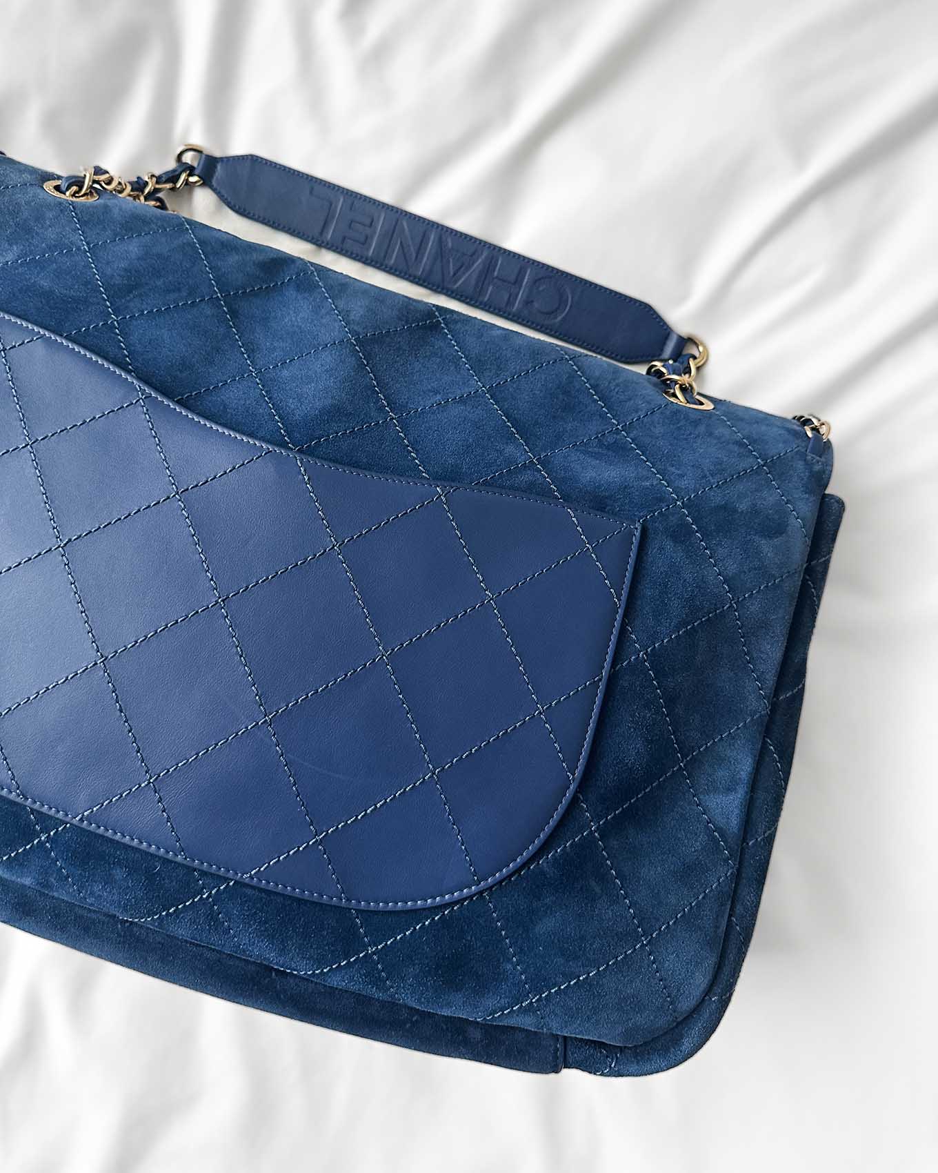 Chanel x Pharrell Williams Blue Suede XXL Classic Flap Bag