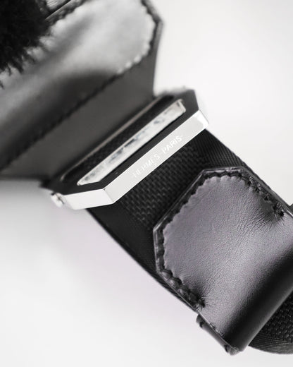 Hermès Black Shearling Cityslide Waistbag GM 2017
