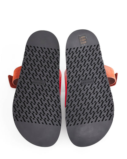 Hermès Chypre Gold / Rouge Cinetique Suede Sandals