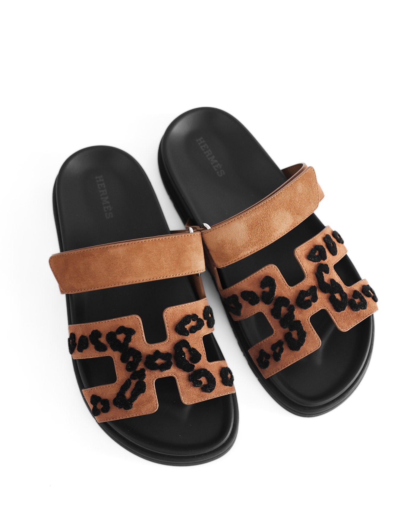 Hermès Chypre Brown Suede Leopard Design