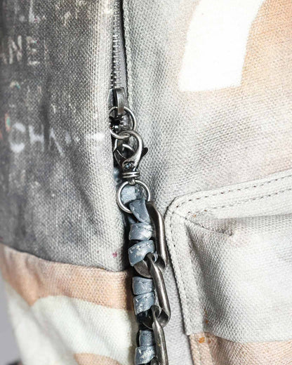 Chanel SS14 Artclass Light Grey Canvas Large Graffiti Backpack