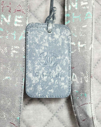Chanel SS14 Artclass Light Grey Canvas Large Graffiti Backpack