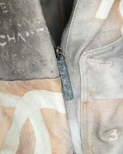 Chanel SS14 Artclass Light Grey Canvas Large Graffiti Backpack