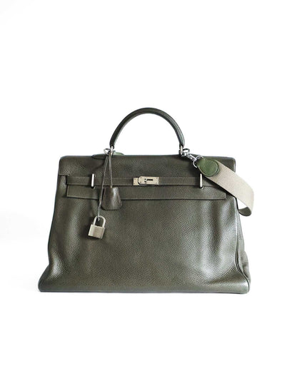 Hermes Kelly 50 Voyage Khaki Green Togo 2002 front view