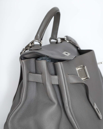 Hermès Kelly 50 Voyage Gris Etain Clémence 2018