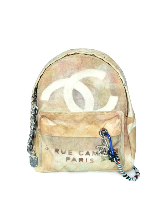 Chanel SS14 Artclass Yellow Canvas Small Graffiti Backpack