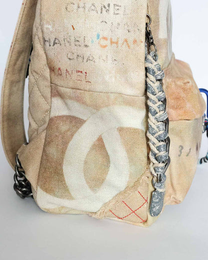 Chanel SS14 Artclass Yellow Canvas Small Graffiti Backpack