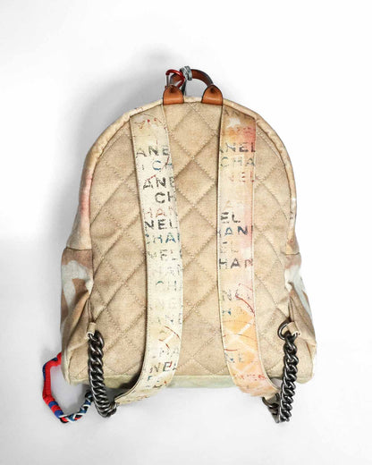 Chanel SS14 Artclass Yellow Canvas Small Graffiti Backpack
