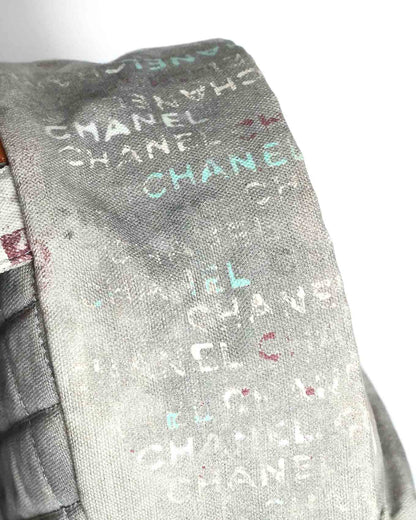 Chanel SS14 Artclass Light Grey Canvas Small Graffiti Backpack FULL SET