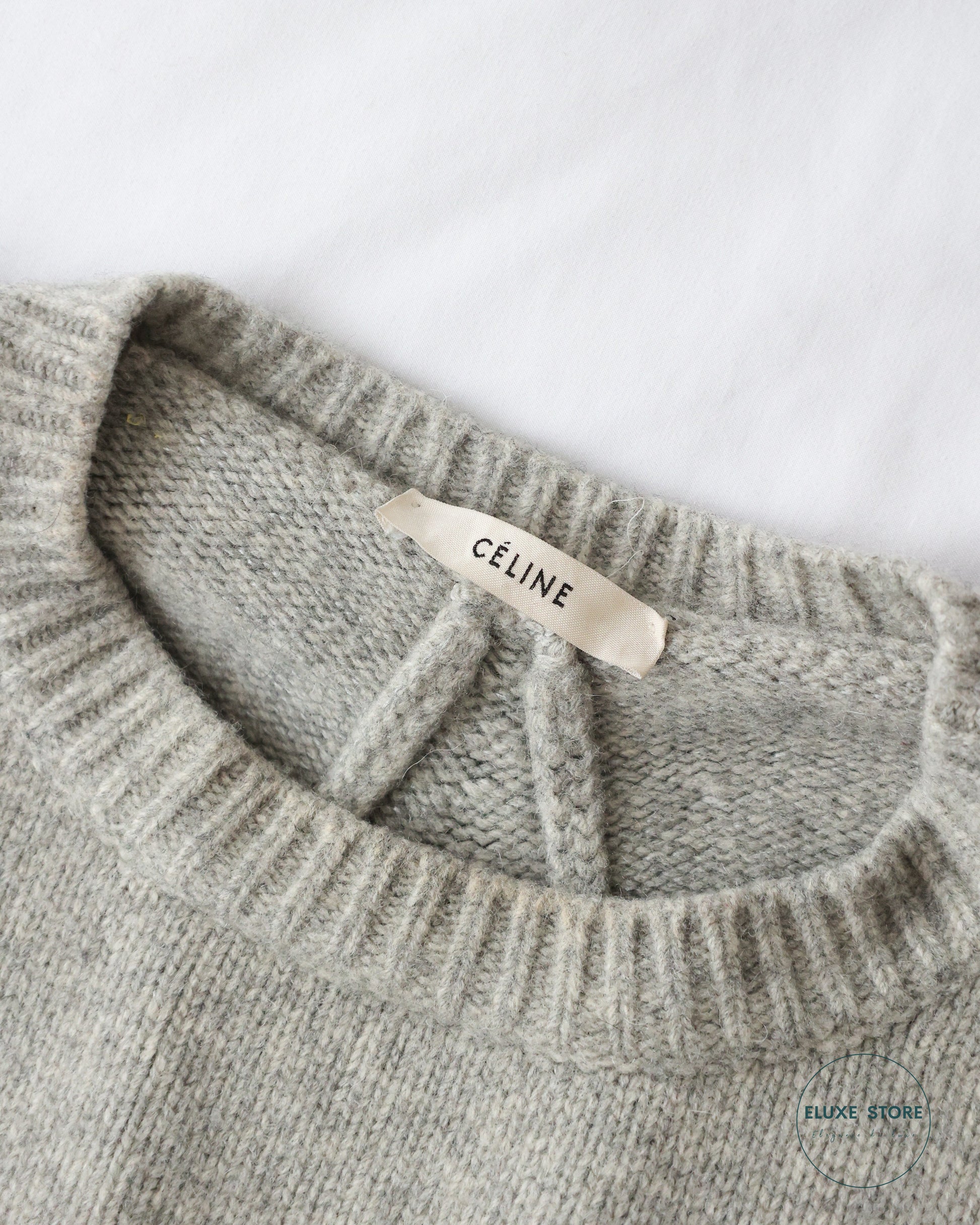 Old Céline by Phoebe Philo Fall Winter 2013 Runway FW13 Oversized Grey Wool Cashmere Sweater v back design