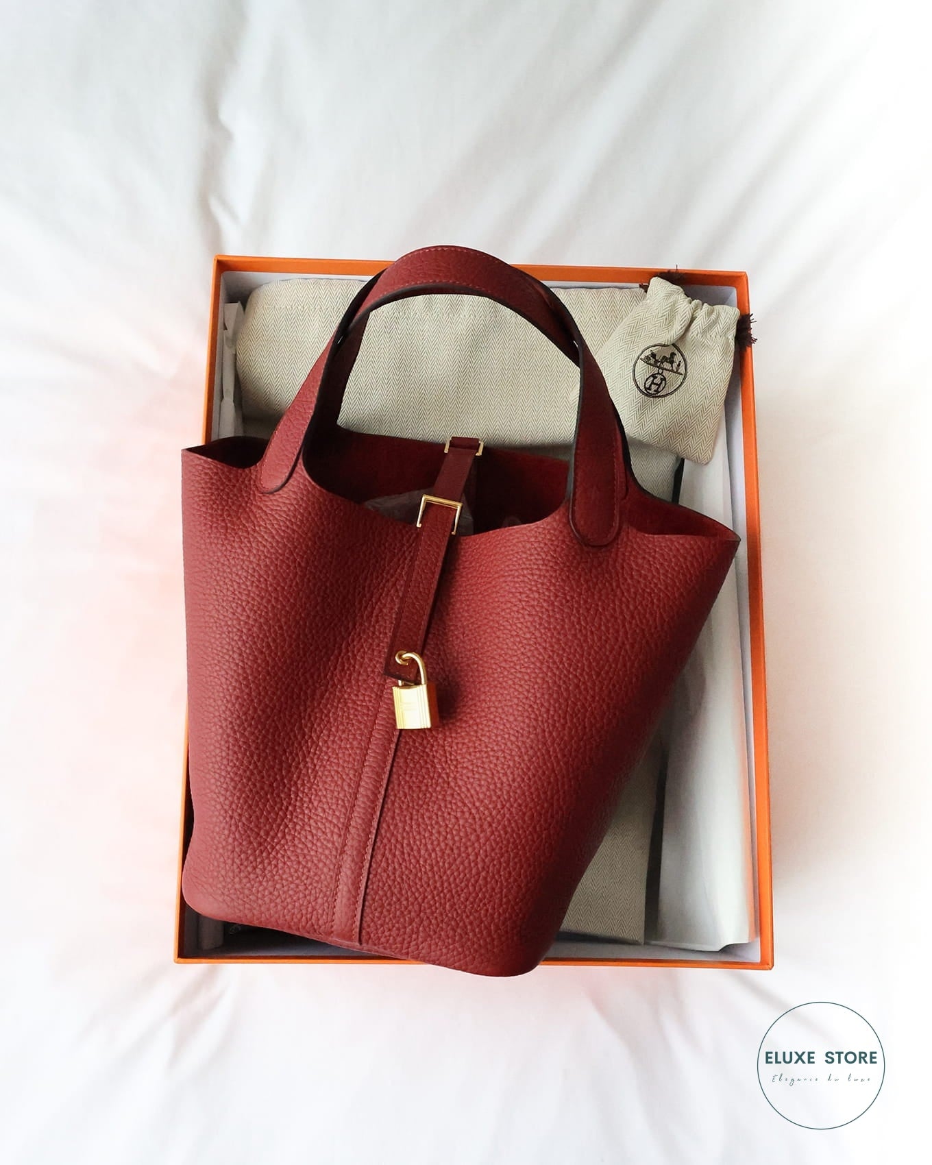 Buy Hermès Picotin Lock 22 Rouge H Clémence Full Set 2024 | ELUXE STORE