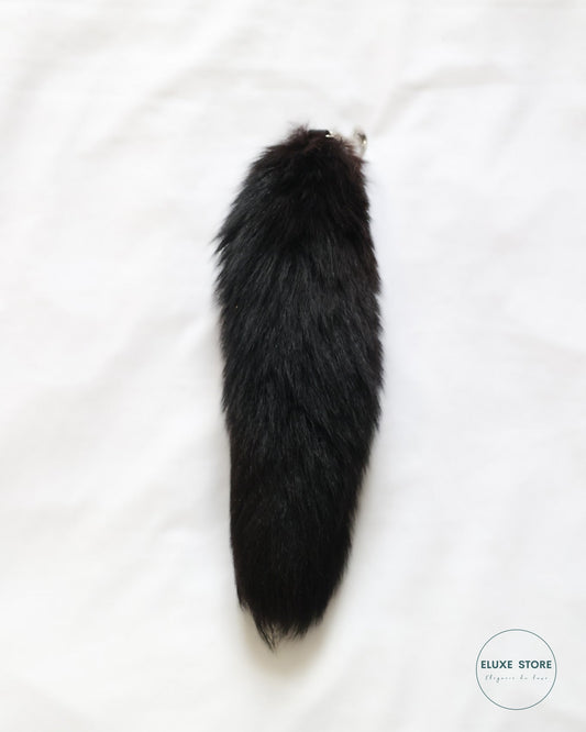 Old Céline by Phoebe Philo Black Foxtail Fur Keychain Pendant | ELUXE STORE