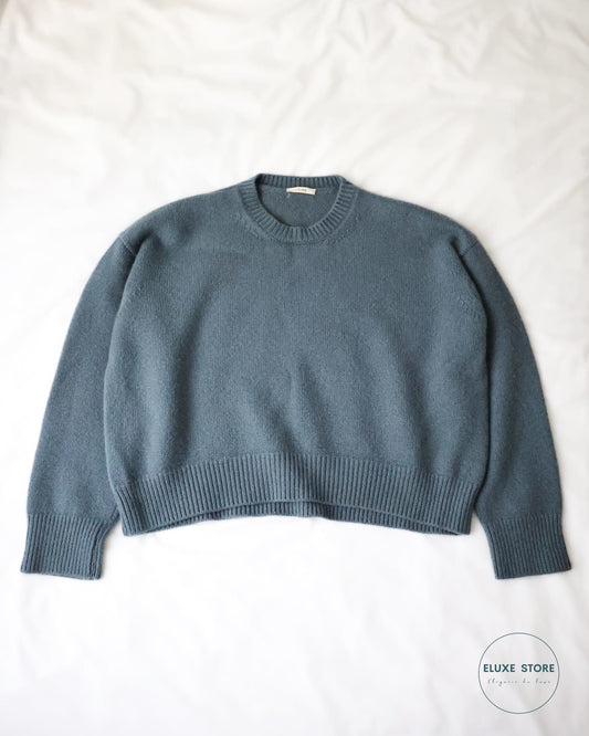 Old Céline by Phoebe Philo Oversized Oriane Blue Assymetric Cashmere Knit Sweater | 2 3X10 / 7720 | ELUXE STORE