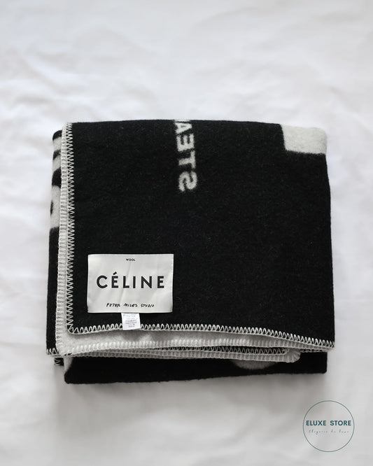 Old Céline by Phoebe Philo FW17 Peter Miles Black Wool Throw Blanket | ELUXE STORE