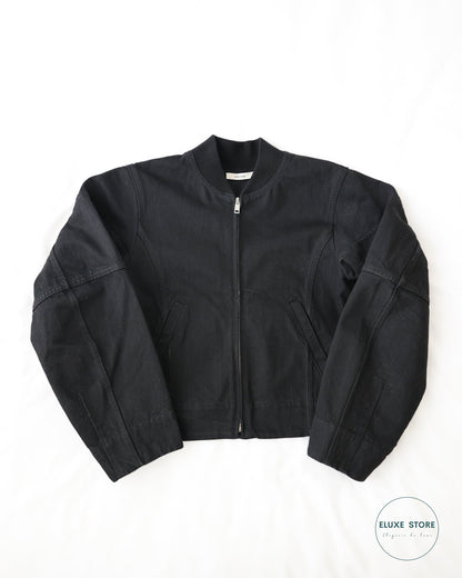 Céline by Phoebe Philo Black Denim Boxy Bomber Jacket