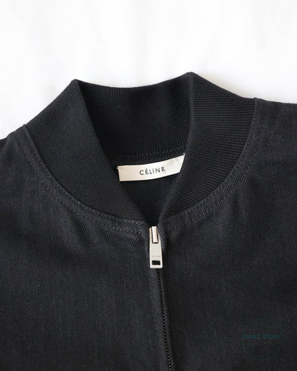 Céline by Phoebe Philo Black Denim Boxy Bomber Jacket