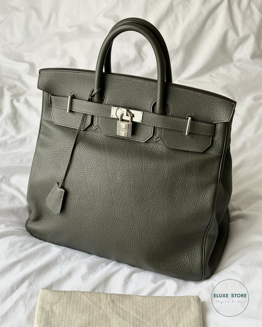 Hermès HAC Haut à Courroies 40 Khaki Green Togo 2012 | ELUXE STORE | Shop pre-loved Hermes