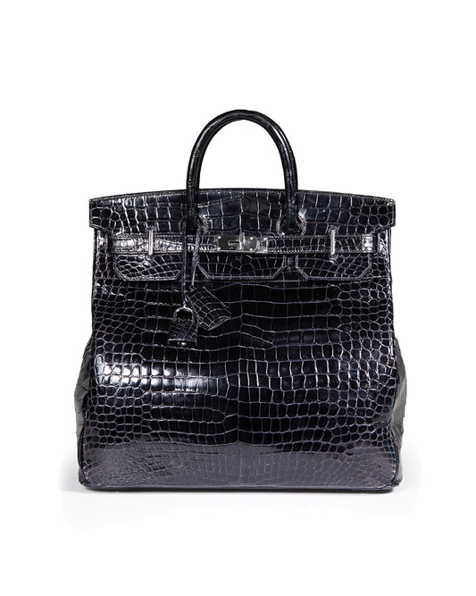 Hermès HAC Haut à Courroies 40 Noir Crocodile Porosus 1999