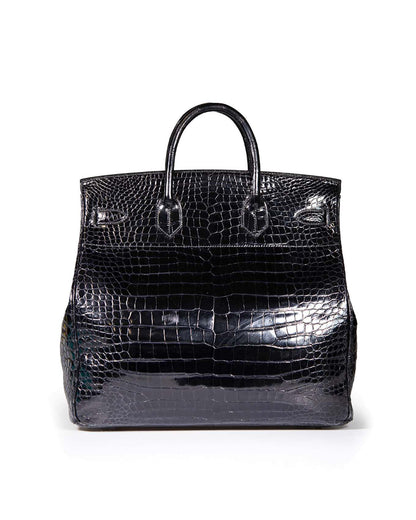 Hermès HAC Haut à Courroies 40 Noir Crocodile Porosus 1999